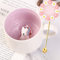 Alpaka Tasse Lustige Kaffeetasse Alpaka Tasse 3D Geschenk Keramik Teetasse mit Löffel Untersetzer Tee Kaffee Becher Mug Geburtstagsgeschenk für Frau Freunde Kinder