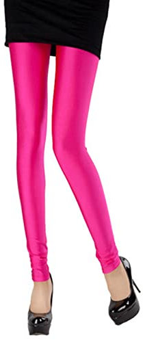 Pwsap Neon-Leggings für Damen, Trainingsstrumpfhose mit hoher Taille, Dehnbare Yoga-Fitness-Hose, Naked Feeling Sport-Outfit, glänzende Damen-Hose, einfarbig, fluoreszierender