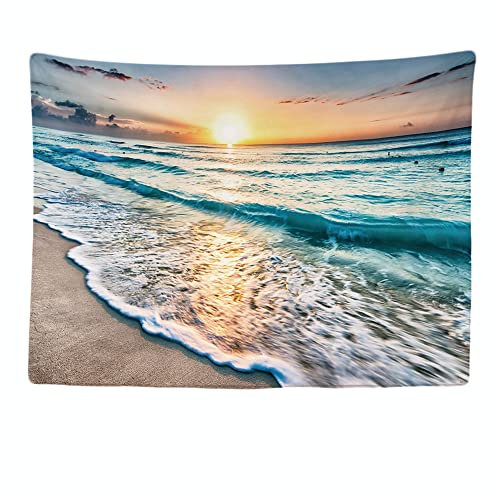 Ulticool - Meer Wellen Strand Natur - Wandteppich - 200x150 cm - Großer Wandteppich - Poster Verzierung - Dekoration - Tapete - Leinwand - Malerei - Zubehör Raumteiler - Blau