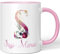 JUNIWORDS Tasse, Sissi-Maria, Name Anfangsbuchstabe Initial Alphabet Floral Buchstabe S Monogramm Motiv, Rosa (5542387)