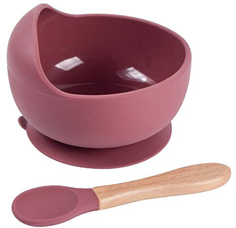 Silicone Suction Bowl & Bamboo Spoon Weaning Set | Baby Feeding Set | BPA Free Children's Tableware