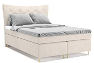 Colorado Boxspringbett 140 x 200 cm Doppelbett mit hochwertiger Pocket-Matratze und Topper, Polsterbett, Bett, Bettgestell, Stilvoll, Schlafzimmer, Modern (Beige, 140 x 200 cm)