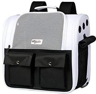 Galatée Katzen-Rucksackträger, Belüfteter Haustierrucksack Für Kätzchen Und Welpen, Haustierrucksack, Entwickelt Für Reisen, Wandern, Spazierengehen Und Den Einsatz Im Freien(S, Schwarz+Weiß)