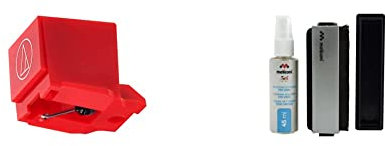 Audio Technica ATN91R puntina di ricambio, colore rosso & Meliconi Vinyl – Kit di pulizia professionale per tutti i tipi di dischi, colore: argento
