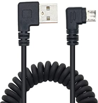 YSJJZRL Cavo Micro USB Retrattile da 1,5 M, Cavo da USB 2.0 a Micro USB a Molla da 90 Gradi per Dispositivi con Micro Porta (Micro destra-USB destra)