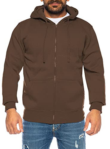 Raff & Taff Herren Zipper Hoodies Kapuzenjacke Sweatjacke Übergangsjacke Jacke Basic Schlicht bis 10XL (RT-H-404-Braun-7XL)