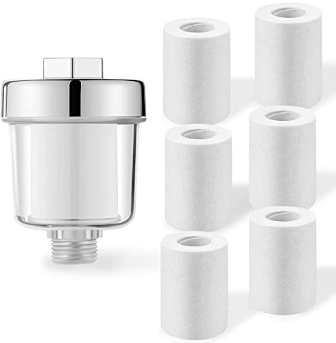DBALL Filtro Anticalcare Doccia Filtro Acqua Doccia con 6 Elementi Filtranti Sostituibili può Filtrare Efficacemente Impurità Nell'acqua, Filtro per Rubinetti o Doccia