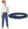 WHIPPY Kinder Gürtel Elastik Unisex Geflochtener elastischer Stretch Gürtel gewebter gürtel für Jungen und Mädchen Endspitze aus Leder mit Dornschließe, 3 cm breite,blau 65cm