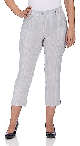 KjBRAND Damen Bea 7/8 Hose, Silber gestreift, 43 Plus