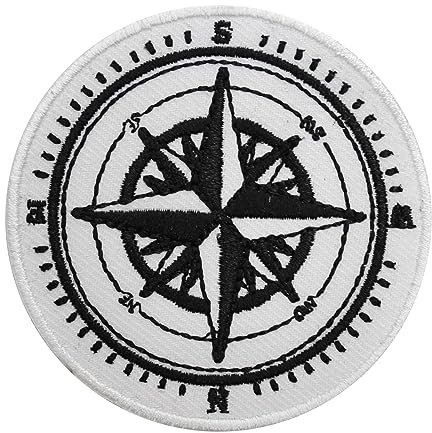 Compass Patch, travel patch, groovy patch Embroidered Iron on Sew on Patch Badge for Clothes etc. 7 cm