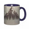 RFSHOP Tazza da caffè con picco di montagna stile incisione, disegnata a mano, stampa vintage beige, tazza da tè in ceramica con manico, per casa, ufficio, Natale, compleanno
