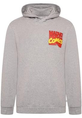 Officially Licensed Mens Marvel Hoodie | Grey Marvel Comics Hooded Sweatshirt | Sizes XS - XL