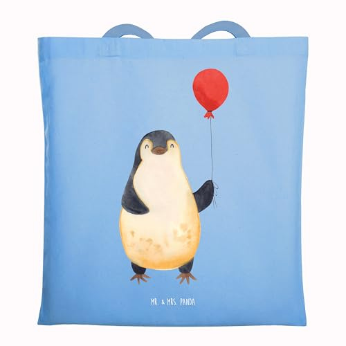 Mr. & Mrs. Panda Jutebeutel Pinguin Luftballon - Geschenk, Geschenkidee, Schultasche, Kirmes, Motivation, Shopping Tasche, Tote Bag, Pinguine, Laptoptasche, Liebe, Jahrmarkt, Uni
