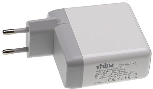 vhbw USB C Ladeadapter kompatibel mit Lidl/Silvercrest Speakerbuddy Audiobox SKL 3 A1 - Steckdosen-Adapter (Max. 9/12 / 5 V) Grau Weiß