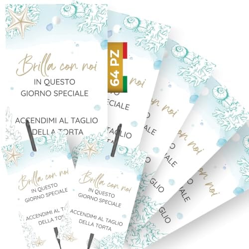 Etichette Scintille Luminose Matrimonio 64pz MADE IN ITALY (ES-02) | Cartellini Stelline Scintillanti, Cartoncino Alta Qualità, Decorazioni Addobbi Matrimonio Originali, Scintille NON Incluse