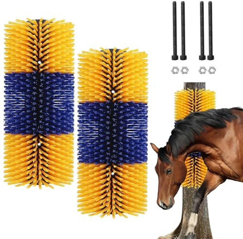 Vieh Kratzbürste 2er Pack - Effektive Halbrunde Kratzbürste für Pferde und Kühe - Pferde-Rückenkratzer für zufriedene Tiere - Ideal für die Tierpflege - Kratzbürste Pferd und Kuh