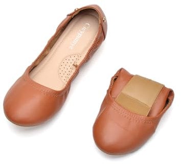 Women's Flats Stylish Foldable Ballet Flats with Bowknot Detail for Comfortable Light Weight Slip On Dress Shoes Orange 6