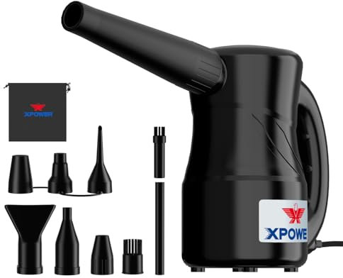 XPOWER Cyber Duster Electric Air Duster for Dusting Drying Inflating Blowing Car Detailing Computer Maintenance Leaf Blowing High Performance Motor Eco-Friendly (Black, A-2S)