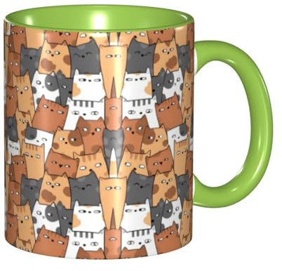 RAIZHE Orange Cats Coffee Mugs Large Porcelain Mug Ceramic Tea Cups Mug Gift Set Great for Tea Hot Chocolate Colored Mug White Ceramic Material
