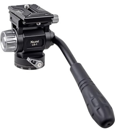 XILETU Treppiede testa fluida Pan Tilt Head con piastra a sgancio rapido e manico in metallo testa treppiede compatibile con Arca Swiss per videocamere compatte DSLR carico massimo 6 kg