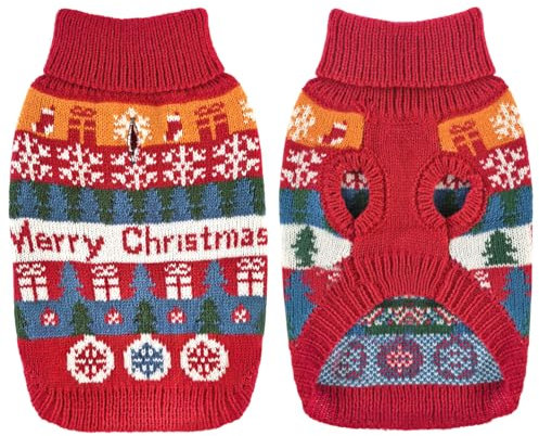 Dolahovy Hund Pullover Schneeflocke Pullover Welpen Mantel Hunde Stricken Weihnachten Winter Kleidung Outfit Xmas Hund Pullover Fleece Hund Anzug für kleine mittlere Hunde Katzen Chihuahua Red S