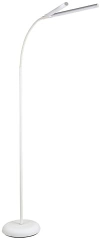 PURElite Natural Daylight Floor Lamp – Twin Lights for Double Power, Flexible LED Floor Light, 4 Colour Brightness Settings, Natural Daylight Bulbs for Reading, Needlework, Sewing, Crafting - White
