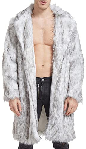 Long col d'hiver faux pardessus de poil -Fur manteau chaud vestes pour hommes vêtements et vestes pour hommes Veste Running Homme Rouge