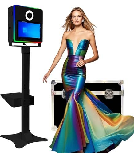 Tragbare DSLR-Fotokabine, 39,6 cm (15,6 Zoll), Touchscreen-Kamera, Photobooth mit RGB-Licht, ideal für Hochzeiten, Partys, Feiern und Veranstaltungen, Verleih (schwarz, Fotoautomaten)