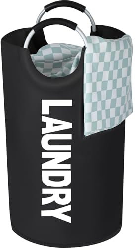 Votoko Paniers à linge 115L, Panière à Linge Sale avec Poignée Portable Corbeilles à Linge, Sac à Linge Pliable en Tissu Oxford, Laundry Basket Rangement Linge Sale pour Salle de Bain, Maison(Noir)