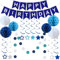 DKDDSSS Striscione Buon Compleanno, Decorazioni Blu, Happy Birthday Festone, Festoni e Addobbi per Festa
