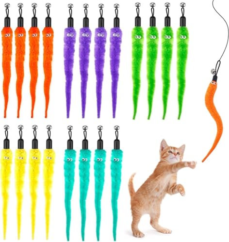 20 pièces Jouets pour Chat, Jouet Chat Plume, Pendentif Canne à Pêche, Jouets de Remplacement avec Clochette pour le Dressage de Chatons