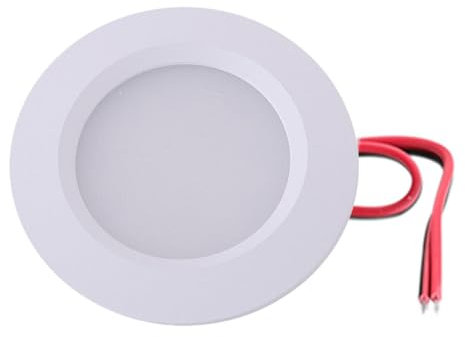 ruehalf 6pcs 12V/24V DC Slim LED Cabinet Light 3W Ultra-thin 14mm 2'' Recessed Ceiling Lamp 55mm Hole Househould Book Shelf Downlight(3000K,WHITE SHELL_DC 12V)