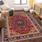 QGYFRE Teppich Küche Waschbar Sofa rutschfest 70x140CM Hall rot Mehrfarbiger Retro-Blumenteppich Schallschutz