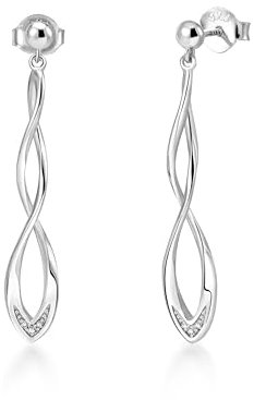 PHNIBIRD Hängende Lange Ohrringe Silber 925 Damen Zirkonia Ohrhänger - Unendlichkeit Spirale Design Ohrschmuck Geschenk für Geburtstag Valentinstag