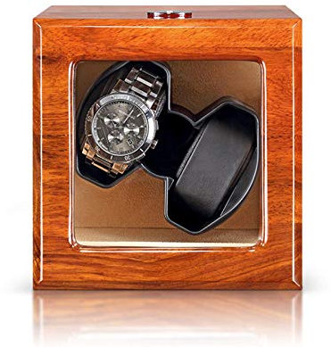 ZJFHEYUO Remontoir de Montre Automatique en Bois Massif Naturel, Double Remontoir, Compatible USB, Adaptateur Secteur et Moteur Silencieux alimenté par Batterie, Beige