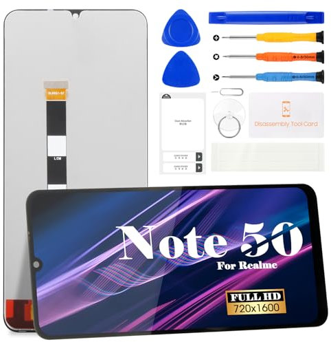 Per Realme Note 50 4G Display LCD Per Realme Note 50 RMX3834 Schermo Replacemet per Realme Note 50 RMX3834 Touch Screen Digitizer Display Assembly Kit di Riparazione Senza Cornice (Nero) 6.74 ''