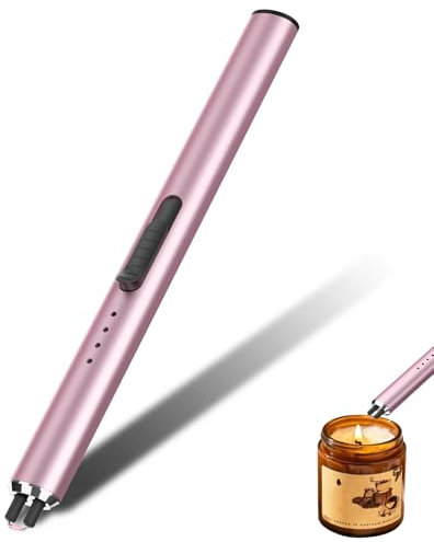 Stabfeuerzeug Lichtbogen mit Sicherheitsschloss,GeeRic Lichtbogen Winddicht Flammenlos USB Wiederaufladbares, Plasma Feuerzeug Tragbare Winddichte Flammenlose für Kerzen Anzünden, Gasherd, Küche