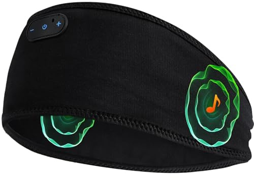 ZHENYEMEI Bamboo Cotton Sleep Headphones,Ultra-Soft Wireless Headband Bluetooth for Side Sleepers, with 14H Playtime & Bluetooth 6.0, 4-in-1 Music Sleep Earphones for Side Sleeping(Black)