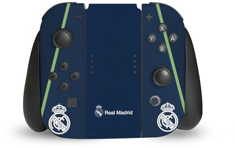 Head Case Designs Offizielle Real Madrid CF Dunkelblau Abzeichen Vinyl Haut Gaming Aufkleber kompatibel mit Nintendo Switch Joy-Con Controller