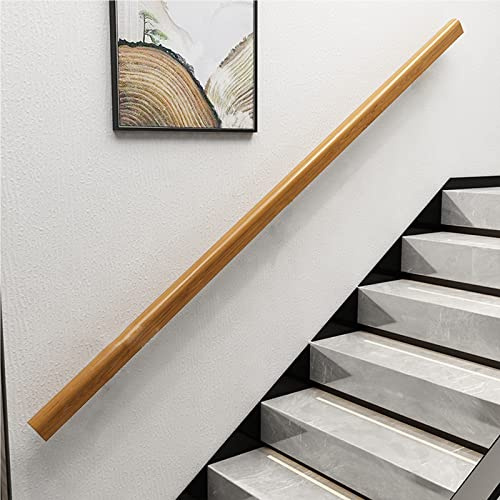 Wooden Stair Handrail Kit with Metal Bracket for Attic Kindergarten Corridor 10ft/300cm Non Slip Wall Mount Banister for Safe and Space Saving Staircase Guardrail