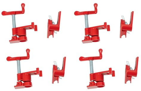 Lot de 4 serre-joints à vis 3/4 - En fonte malléable - Pour montage de mandrin de porte - Pince de serrage rapide - Étau à colle pour construction de meubles et raccords en bois