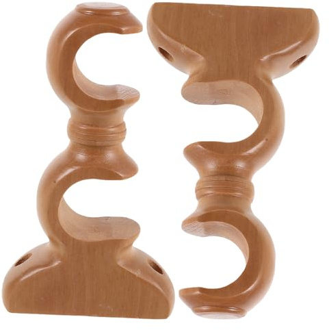 Toyvian Lot de 2 Supports Doubles en Bois Naturel pour Tringles à Rideaux 28 MM Fixation Murale Facile Style Romain Beige Adaptés Salon Chambre Cuisine