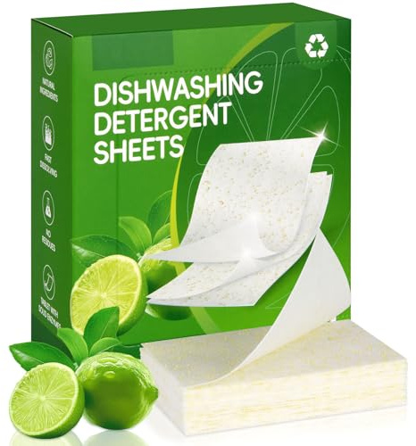 AOOWU Fogli Naturali per Lavastoviglie, 100 Tabs, Pastiglie per Lavastoviglie, Detersivo Multiazione Detergente, Biodegradabile Detersivo per Lavastoviglie, Fragranza di Limone