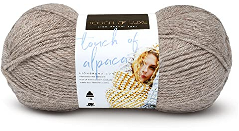 Lion Brand Yarn, Touch Of Alpaca Aran Weight Yarn for Knitting, Crochet, and Crafts, Taupe, 1 Pack, Acrylic Alpaca Blend Fiber for Soft Jumpers, Warm Afghans, and Scarves