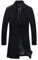 Benibos Mens Trench Coat Slim Fit Notched Collar Overcoat (L, F20 Black)