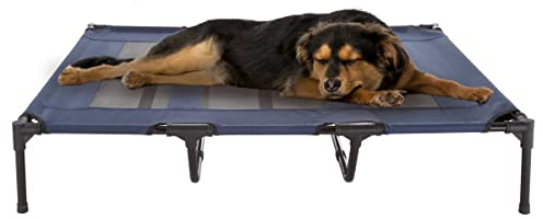 Petmaker Elevated Dog Bed - 48x35.5-Inch Portable Pet Bed with Non-Slip Feet - Indoor/Outdoor Dog Cot or Puppy Bed for Pets up to 110lbs (Blue)