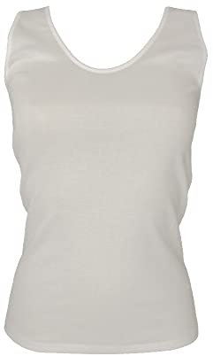 RAGNO Camiciola Donna Cotone Filo di Scozia Scollo V Canottiera Spalla Larga Articolo 028192 Natural IPOALL SL, 010N Bianco, XL