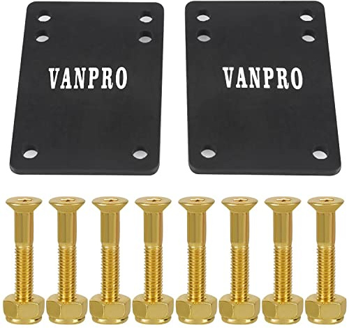 vanpro Longboard Skateboard 1/8 Riser Pads PU Shock Pads Hardware Mounting Screws Nuts(Snow Golden, Pack of 1 Set)