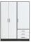 FORTE Jupiter Schrank 140 150, Kleiderschrank, Drehtürenschrank, 3-türig, mit 3 Schubladen und Einlegeböden, Schwarz Weiß, 145 cm breit x 60 cm tief x 200 cm hoch