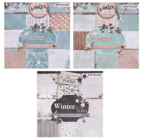 ewtshop® 3 x Motivblock mit je 36 Blättern einseitig Bedruckt, Designpapier, Bastelpapier, Dekorpapier, 108 Blätter, 27 Designs